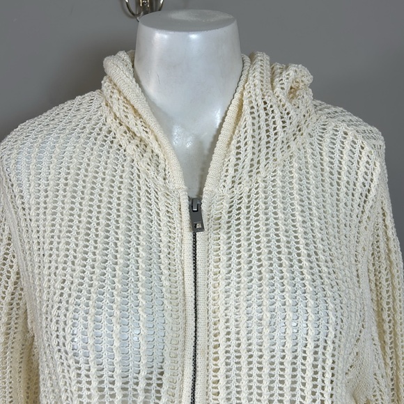 Rag and Bone Miley Hoodie Open Knit Sweater Pointelle Zip Front Sz XS NEW - Picture 6 of 13